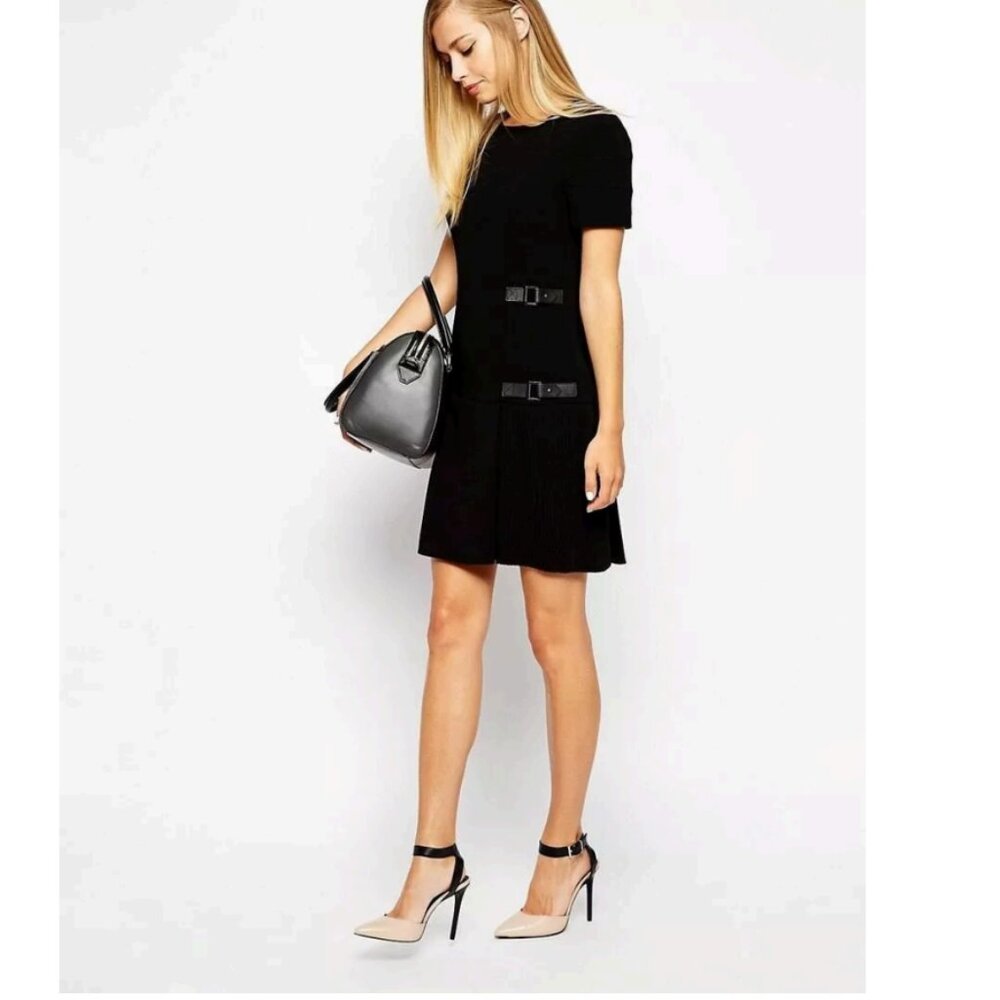 Karen Millen Black Mini Dress with Buckle Detail